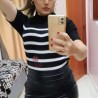 Blusa Listrada Tricot Com Manga
