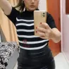Blusa Listrada Tricot Com Manga