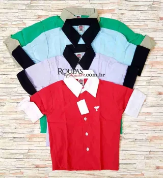 Camisa Social Infantil 3/4 Lisa 1 a 8 anos