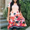 Vestido Midi Gode Estampado Barrado