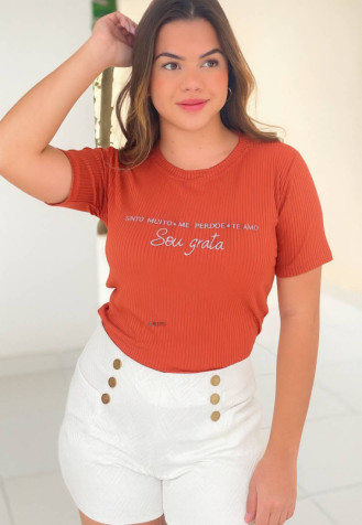 Tshirt Feminina Canelada Com Frases