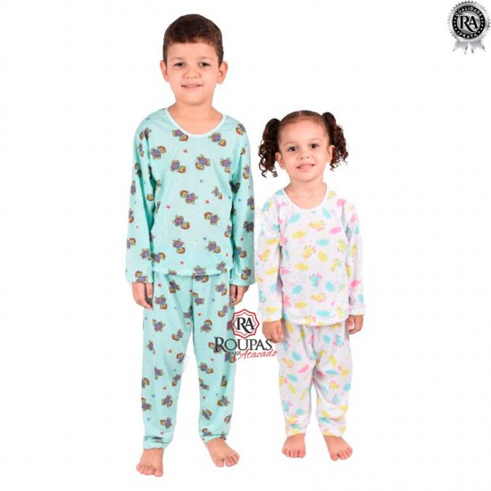 Pijama Manga Longa Infantil Estampado