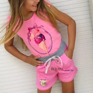 Short Infantil Moletinho Menina,