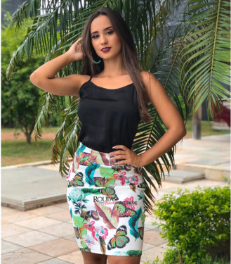 Saia L�pis Estampada Neoprene