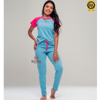 Conjunto Feminino Longo Algod�o Com Estampa