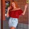 Blusa Viscose Ciganinha Xadrez