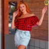 Blusa Viscose Ciganinha Xadrez