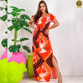 Vestido Longo Viscolinho Com Manga Lastex