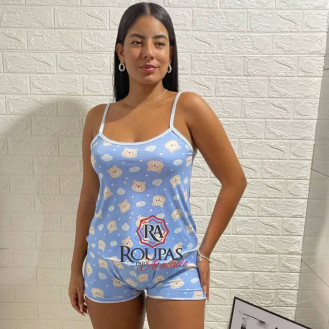 Baby Doll Feminino Suede Estampado Suzana