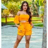 Conjunto Malha Laise Cropped e Short