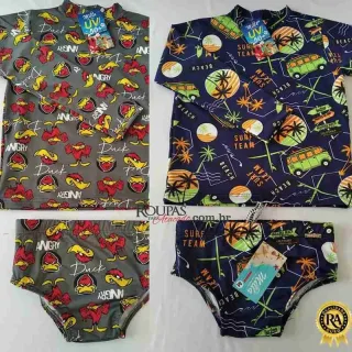 kit Sunga e Camisa UV Infantil Estampada