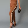Cal�a Suede Com Bolso E Detalhe Na Lateral
