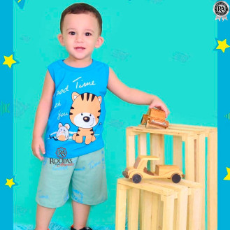 Conjunto Menino Regata Algod�o E Bermuda Moletim