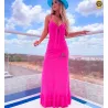 Vestido Longo Al�a Decote La�o Malha Laise