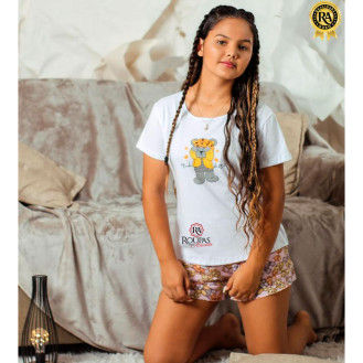 Baby Doll Manga Curta Tematico Feminino