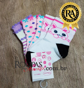 Meia Para Bebe Feminina com Antiderrapante
