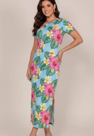 Vestido Longo Estampado Malha