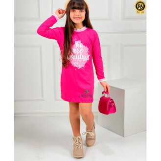 Vestido Liz Manga Longa Com Detalhe Na Gola E Punho