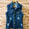 Maxi Colete Jeans Feminino