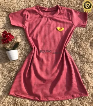 Vestido B�sico Juvenil Malha Canelada
