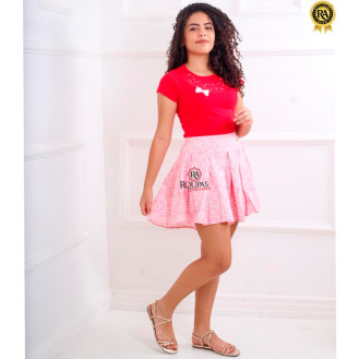 Conjunto Juvenil De Saia Plissada E Blusa 