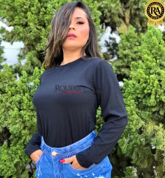 Blusa Manga Longa Feminina Canelada
