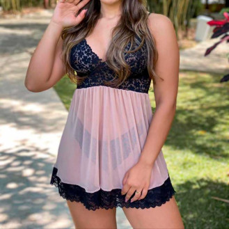 Camisola Tule Com Calcinha