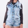 Maxi Colete Jeans Feminino