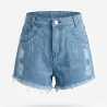 Short Jeans Feminino Destroyed Desfiados Sem Lycra no Atacado