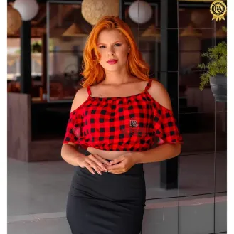 Cropped Feminino Xadrez