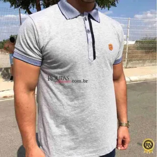 Camisa Polo Algod�o Masculina com Bordado