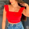 Top Cropped Crepe Liso