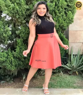 Saia Midi God� Crepe Feminina