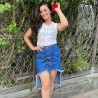 Saia Jeans Assim�trica Destroyed