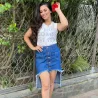 Saia Jeans Assim�trica Destroyed