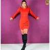 Vestido Andressa Manga Longa Babado E Recorte Na Cintura