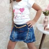 Short Saia Jeans Infantil Feminina