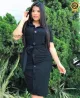 Vestido Midi Canelado Com Bot�es Na Frente