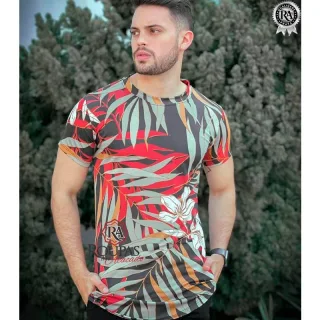 Camisa Masculina Longline Floral