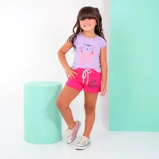 Conjunto Infantil Menina Blusa E Short Moletinho