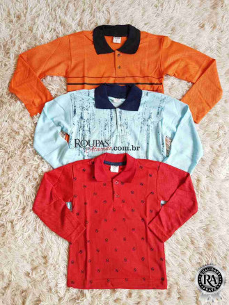 Camisa Polo Infantil Manga Longa