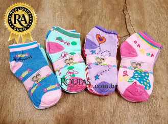 Meia Infantil Feminina com Estampas Sortidas