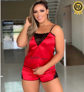 Baby Doll Pijama Cetim Com Elastano