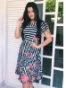Vestido Midi Gode Estampado Barrado