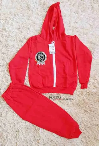 Conjunto Moletom Infantil Feminino Ziper e Capuz