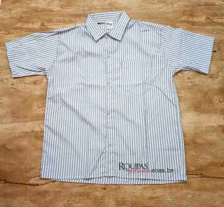 Camisa Social Listrada Manga Curta