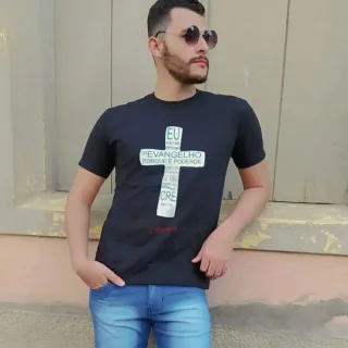 Camisa Masculina Algod�o Com Frases Evang�licas