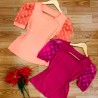 Blusa Canelada Com Manga Tule