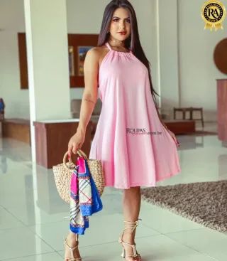 Vestido God� Al�a com Decote nas Costas