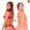 Conjunto Lingerie P�rola Com Detalhes Em Renda No Bojo E Calcinha